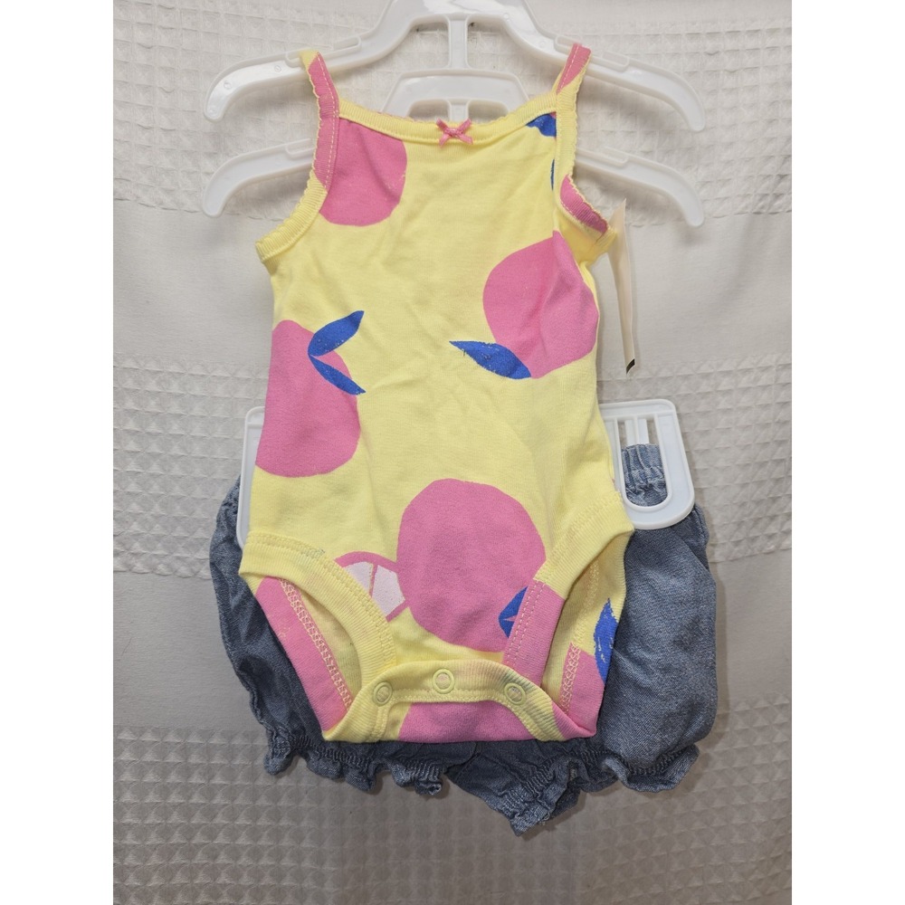 Carters Baby 2 Piece Outfit Sleeveless Bodysuit Bloomers Fruit Yellow Newborn